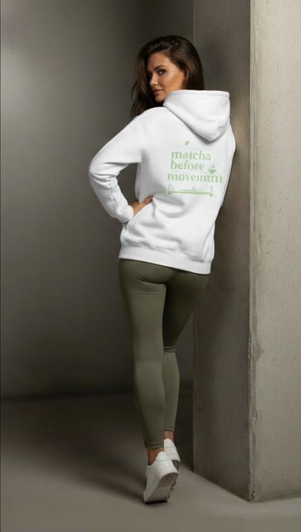 Pilates & Caffeine Signature Hoodie – Premium Unisex Hoodie (White & Sand)